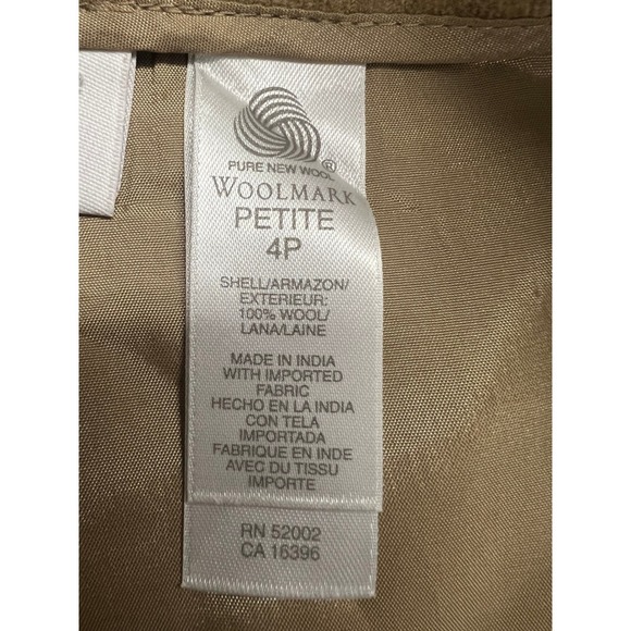 Liz Claiborne Petite 4P Tan Wool Straight Leg Pleats Pants Office Old Money - Picture 9 of 12